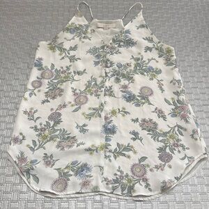 LOFT Pastel Floral Chiffon Button Front Tank Top XS